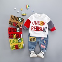 Mens baby Autumn suit 2021 new childrens foreign style clothes 0 a 1-3 years old boy Autumn Sweater two-piece set
