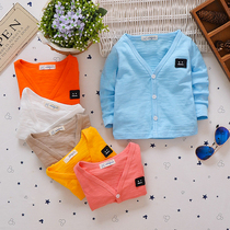 Baby air-conditioned shirt top cardigan coat thin breathable boys and girls 1-3 years old 0 baby sunscreen coat summer Cotton