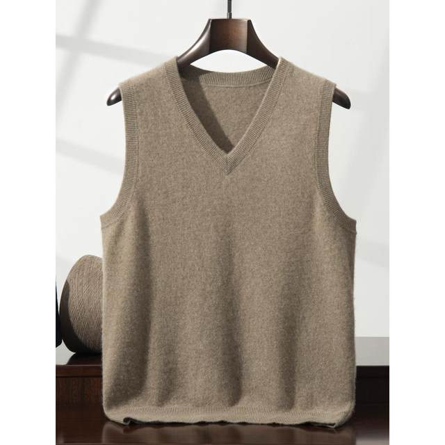 Men's knitted vest, cashmere sweater, autumn layering, high-end men's autumn and winter bottoming sweater, waistcoat