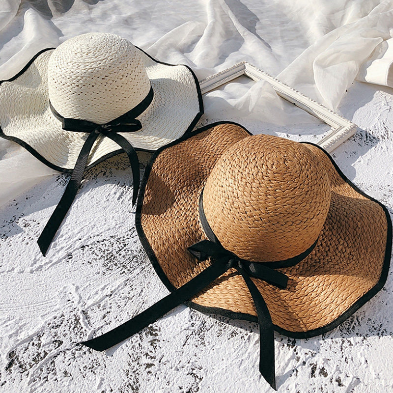 Straw hat women summer beach hat out trip sunscreen sun hat seaside vacation big brim sunhat versatile travel hat