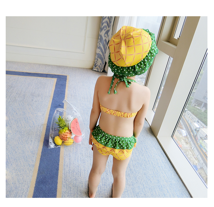 Đồ bơi cho bé gái Cô bé dễ thương Dâu dứa Chia bikini Công chúa Cô gái Đồ bơi đồ bơi cho bé gái