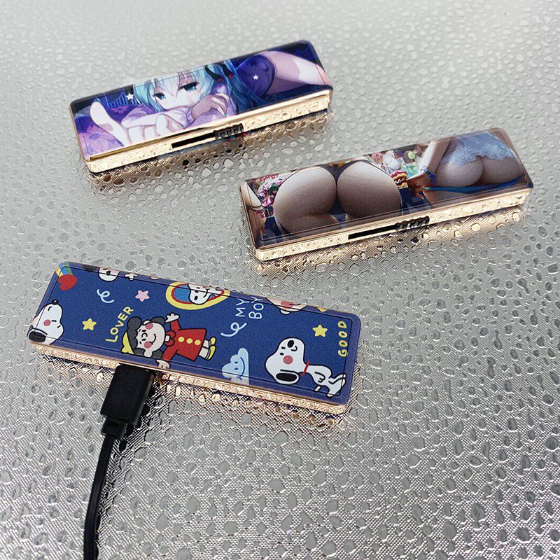 New Ultrathin Internet Red Tides Usb Lighter Charging Creative Man Personality Creative Tide Lighter Windproof Woman