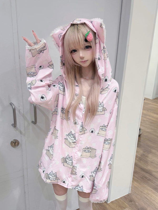 Old School Girl Original Box Cat Sun Protection Clothing Japanese Cute Home-Style Cat Ear Jacket Old School Girl Original Box Cat Sun Protection Clothing Japanese Cute Home-Style Cat Ear Jacket