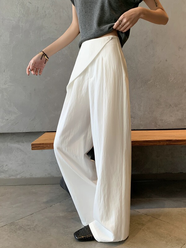Dd10149 Irregular Two-Piece Style Wide-Leg High-Waisted Drapey Floor-Length Pants Z1 Dd10149 Irregular Two-Piece Style Wide-Leg High-Waisted Drapey Floor-Length Pants Z1