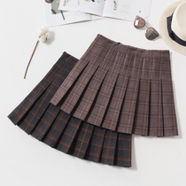 Pleated skirt short skirt womens 2020 autumn and winter new college style high waist plaid wool skirt a-line short skirt