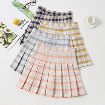 2020 new fashion plaid pleated skirt skirt womens summer a-line skirt high-waisted student culottes show thin