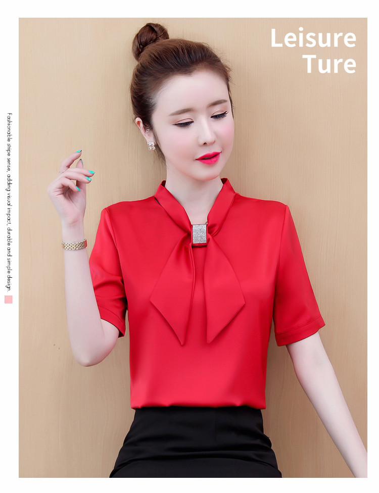 Mùa hè 2020 mới kim cương sáng phong cách nước ngoài áo sơ mi nữ nhỏ tay áo satin satin thời trang hàng đầu khí chất chuyên nghiệp áo trắng - Áo sơ mi chiffon ren