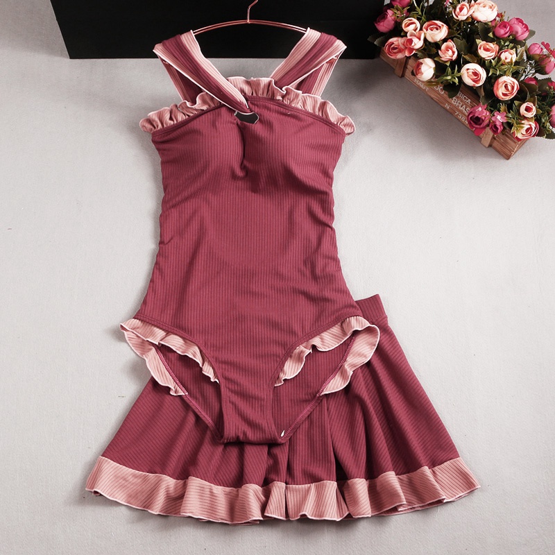 Spa swimsuit women's fairy Fan small breasts gather even with dress style to cover slim South Korean ins and wind 2020 new wave