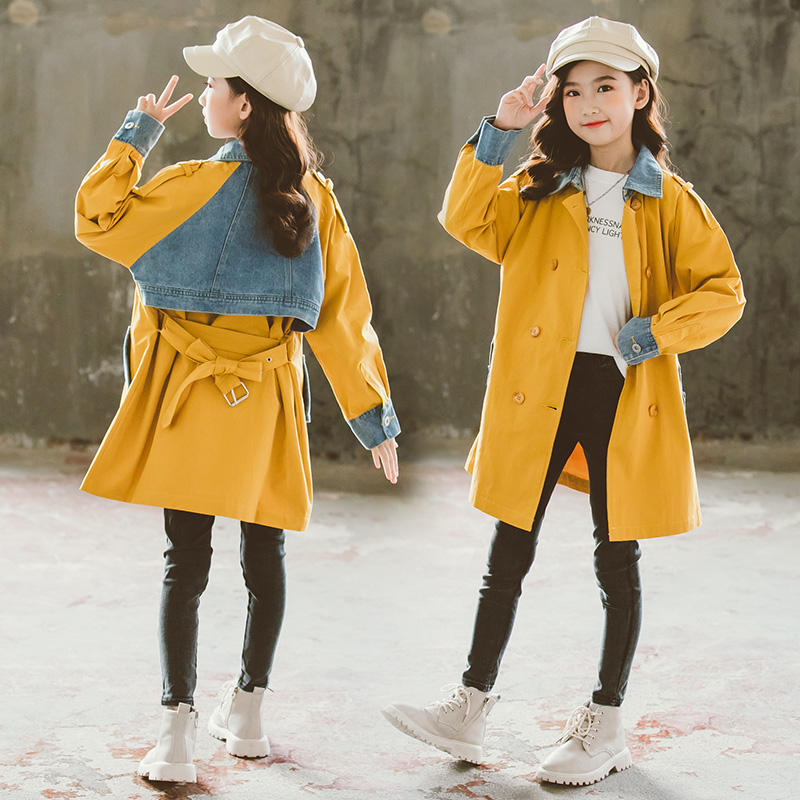 Girls'dress and children's coat middle - long spring and autumn 2022 new autumn clothing in big girls' gas coat children's clothing