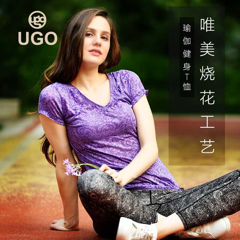 ugo modeir yoga short sleeve T-shirt lady 100 hitch-burn craft speed dry perspiration workout gym workout