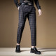 BM British style black plaid drape trousers high-end trousers men's trendy brand business trousers casual slim small feet trousers men's