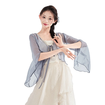 Qia classical dance costumes repertoire costumes Chinese dance ancient style outer gauze jacket trumpet sleeve mesh top practice clothes