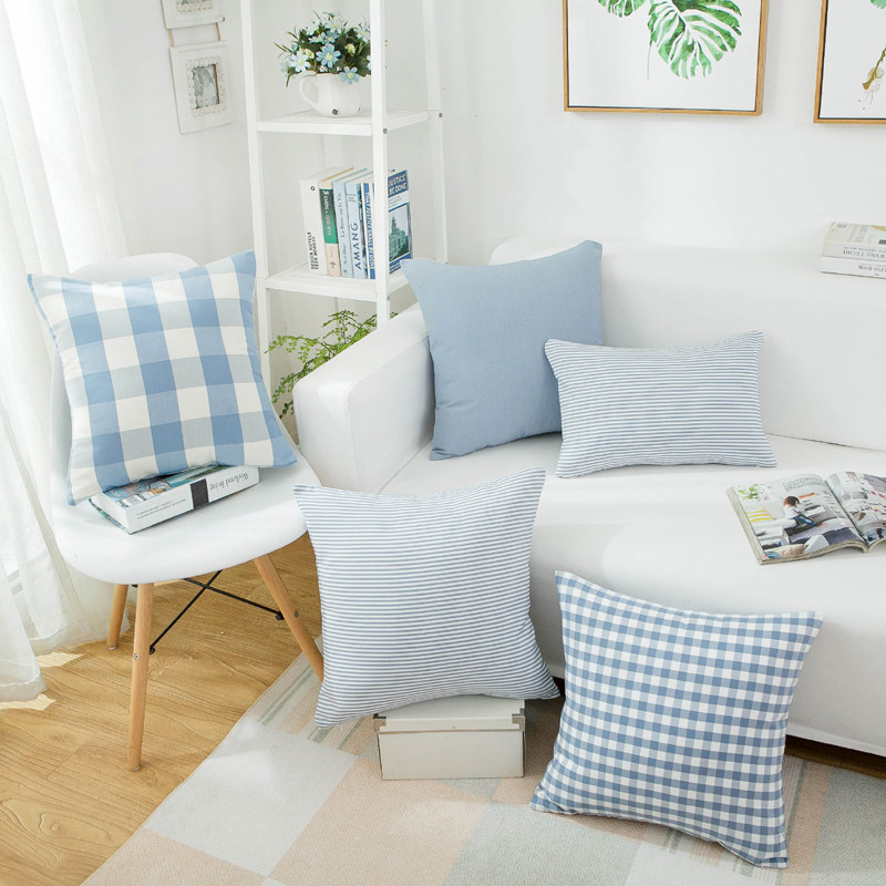 Mediterranean throw pillow cushion cushion cushion cover core custom car sofa large lake water blue size plaid stripe solid color