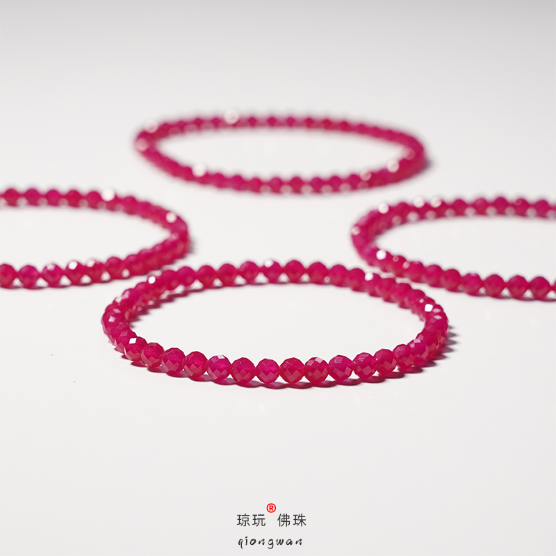 Mini Cultivated Diamond-Cut Ruby Bracelet for Women, Single Circle Pigeon Blood Red Jewelry, Aa Grade, Small Size, Simple Beads Mini Cultivated Diamond-Cut Ruby Bracelet for Women, Single Circle Pigeon Blood Red Jewelry, Aa Grade, Small Size, Simple Beads