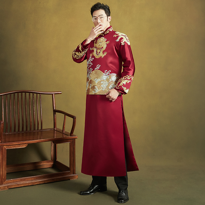 Nam Hiện Suit 2020 New Groom Trung Quốc Wedding Dress nam Rồng Phoenix Long Sleeve Hiện nam