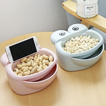 Fruit plate drain basket household double-layer washing basin plastic living room chasing drama eating melon seed plate let go rack rack