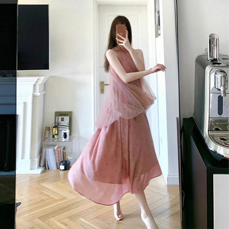 Set, summer dress, sleeves suitable for photo sessions, scarf, long skirt, mid-length Set, summer dress, sleeves suitable for photo sessions, scarf, long skirt, mid-length