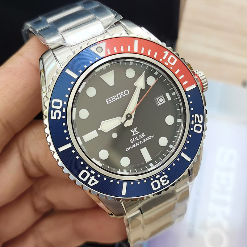 Seiko Prospex Solar Powered Diving Men's Sports Watch Sne591 Cola Ring Waterproof Japan