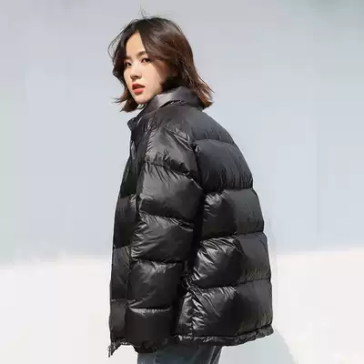 Winter ins harbor wind black short bread clothes cotton clothes women Korean loose thick oversize winter coat