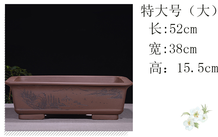 Yixing purple sand flowerpot oblong bonsai pot clivia ceramic flower pot bonsai POTS square vase indoor flower pot