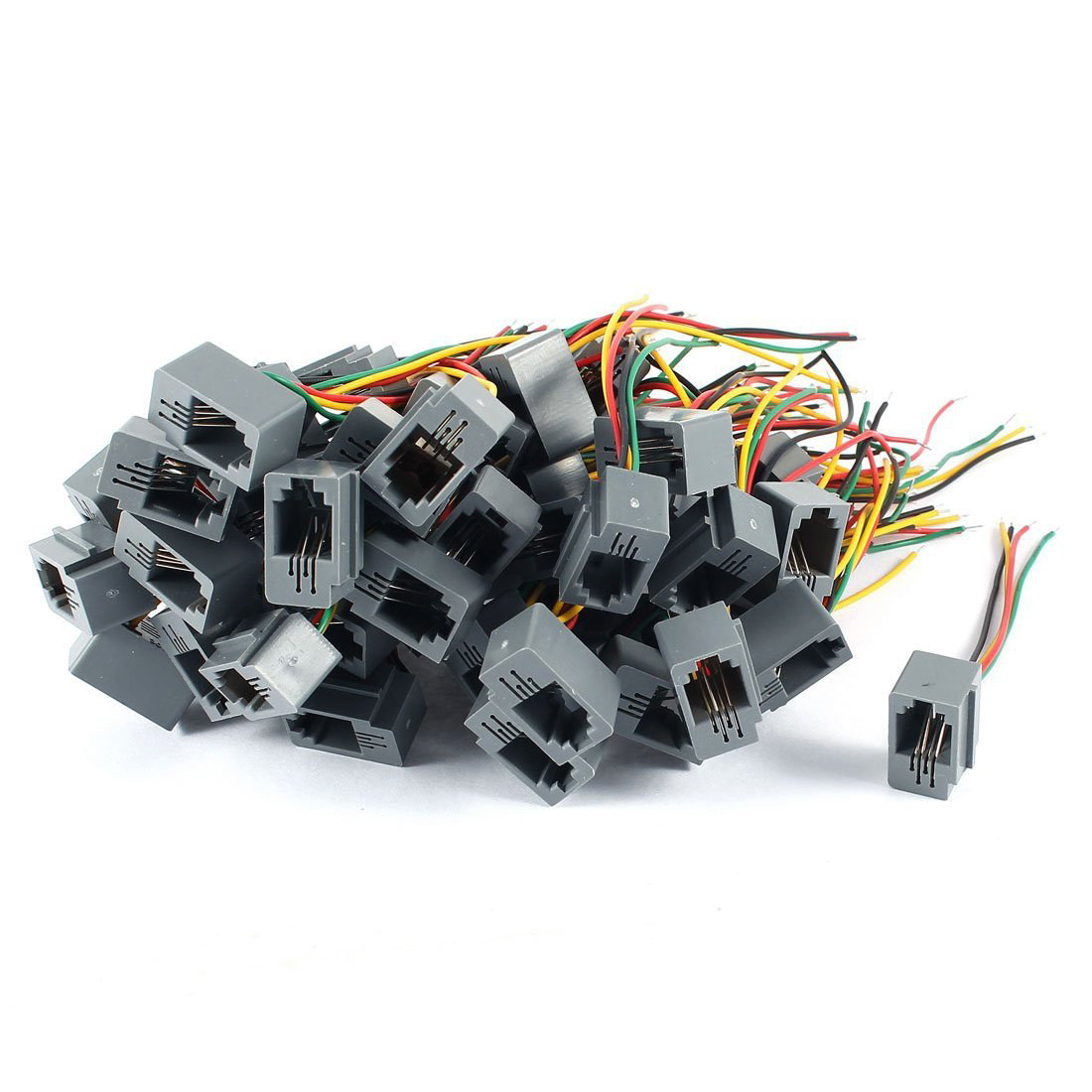 50 Pcs 616E 4P4C RJ11 RJ11 Female Telephone Connector Adapter w 4