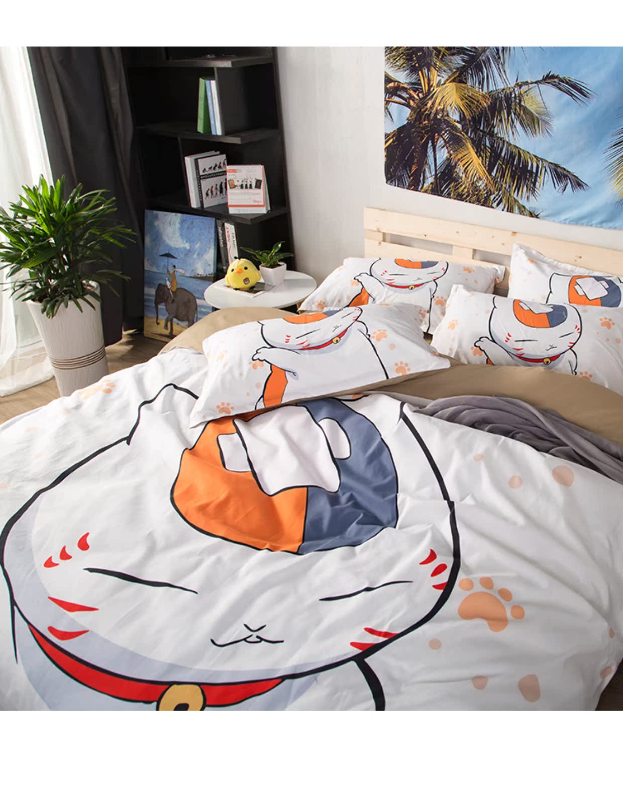 bộ đồ giường Cartoon mèo cartoon Bốn tấm chăn đôi giường dệt giường Suite 1.5 - Bộ đồ giường bốn mảnh bộ drap giường 1m6