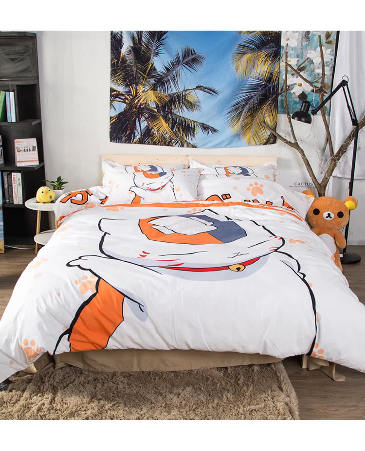 bộ đồ giường Cartoon mèo cartoon Bốn tấm chăn đôi giường dệt giường Suite 1.5 - Bộ đồ giường bốn mảnh bộ drap giường 1m6