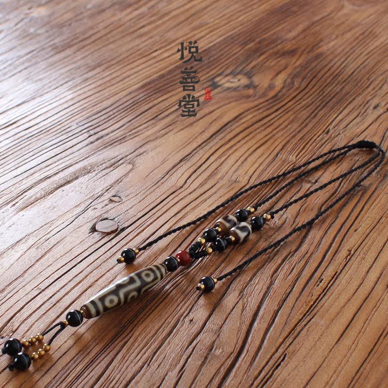 One Things to Original Design Tibet Nine Eye Old Sky Beads Necklace Pendant Natural South Red Sweater Necklace