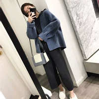 Albaka cashmere chị mềm chín quần phù hợp với hai mảnh phù hợp với áo khoác nhỏ nữ ngắn áo khoác hai mặt áo khoác len nữ