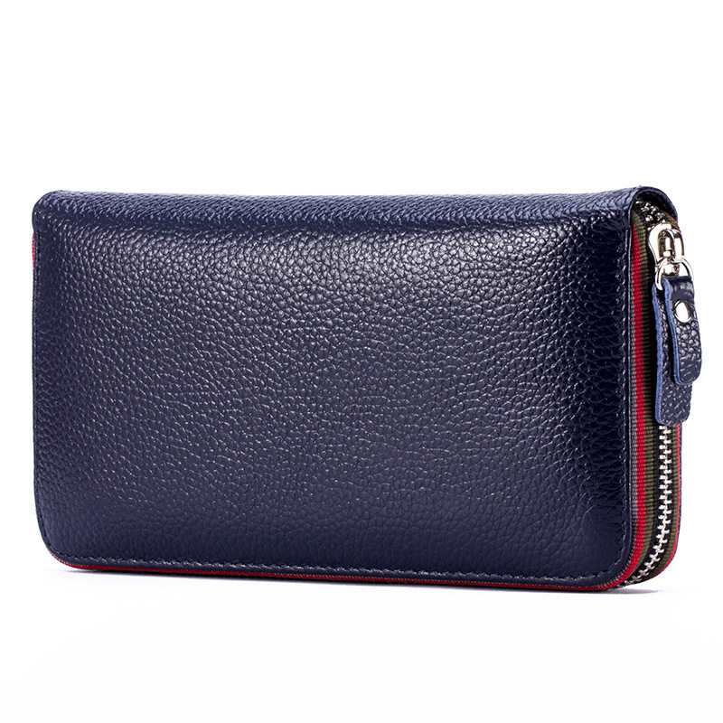 New ladies long pants wallet Foreign trade Genuine Leather Bull Leather Casual Guangzhou Wallet Pure color large banknote clip Crosswalk Hand Bag