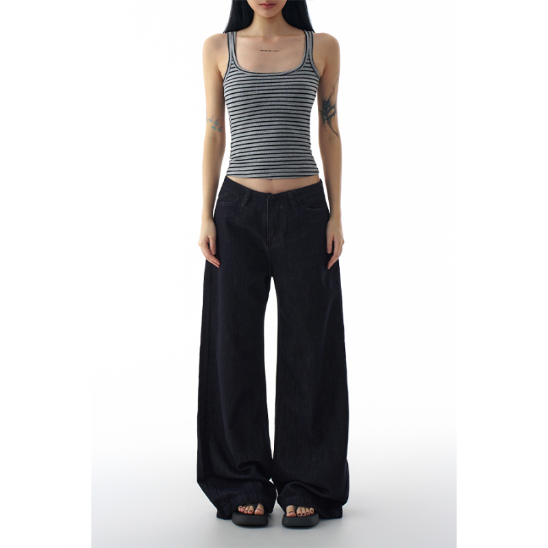 Agua American Retro Dark Blue Low-Waisted Wide-Leg Jeans for Women 2026 Spring New Style Drapedy Straight Wide-Leg Pants Agua American Retro Dark Blue Low-Waisted Wide-Leg Jeans for Women 2026 Spring New Style Drapedy Straight Wide-Leg Pants