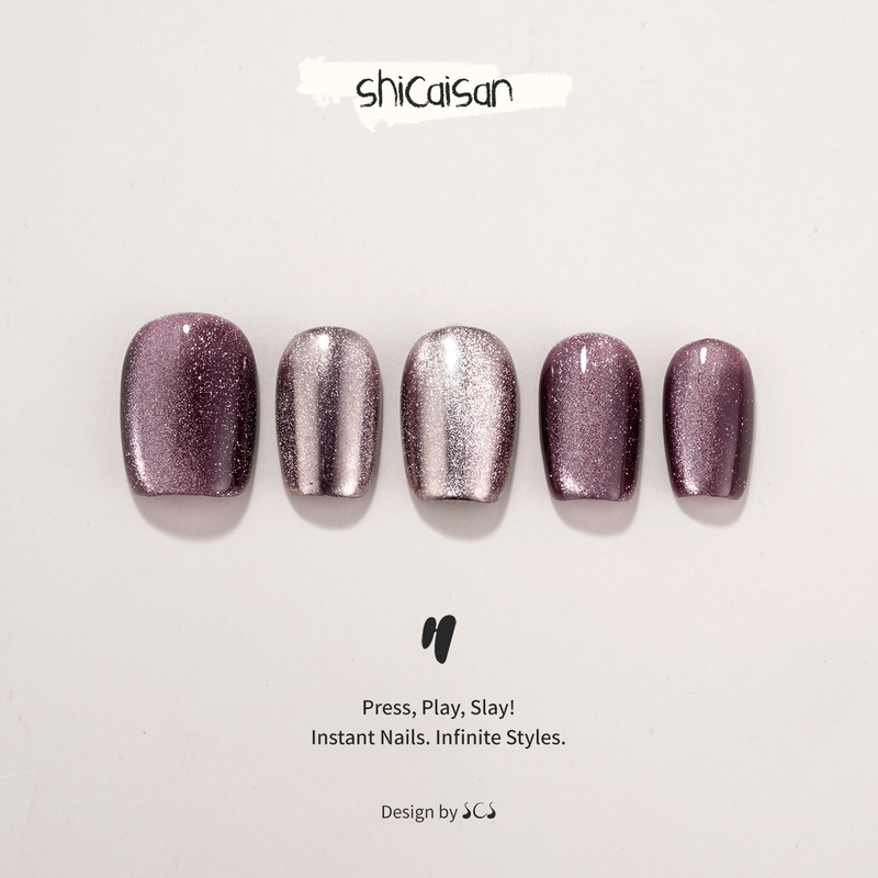 Ten Colors Three【Purple Starlight】Handmade Wearable Nails 2026 Short Style High-End Whitening Purple Starry Sky Cat Eye Ten Colors Three【Purple Starlight】Handmade Wearable Nails 2026 Short Style High-End Whitening Purple Starry Sky Cat Eye