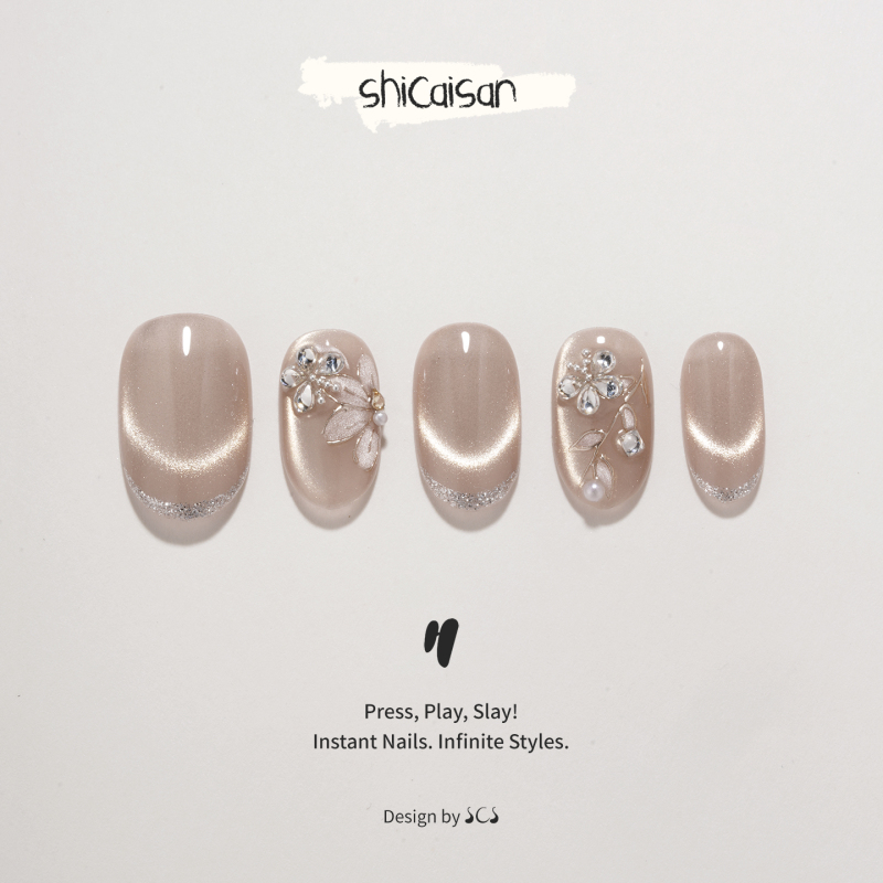Ten Colors Three【Champagne Iris】Handmade Wearable Nails Short Style 2026 New High-End French Cat Eye Nail Tips Ten Colors Three【Champagne Iris】Handmade Wearable Nails Short Style 2026 New High-End French Cat Eye Nail Tips