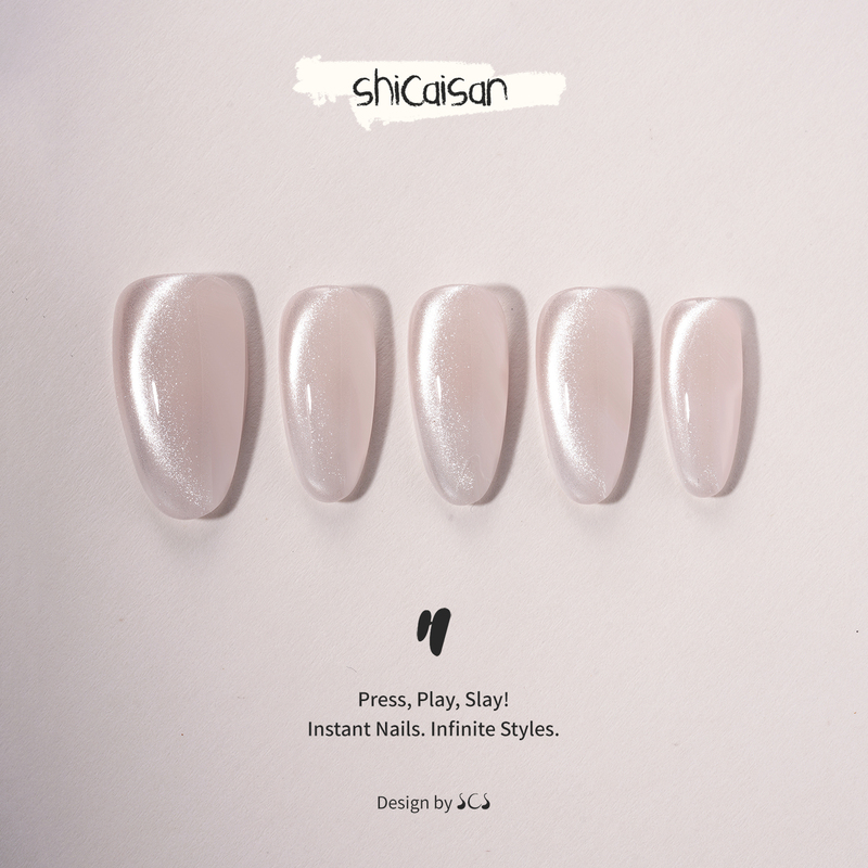 Ten Colors Three【Opal】Handmade Wearable Nails Short Style 2026 Summer Korean Style Water Gloss Gradient Cat Eye Nail Art