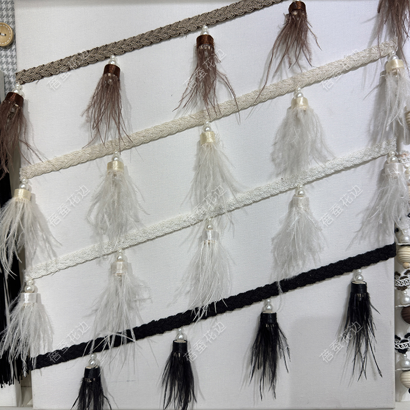 New Curtain Lace French Fragrant Feather Tassel Lace Decoration Vertical Edge Splicing Wooden Beads Accessories Accessories Zero Cut New Curtain Lace French Fragrant Feather Tassel Lace Decoration Vertical Edge Splicing Wooden Beads Accessories Accessories Zero Cut