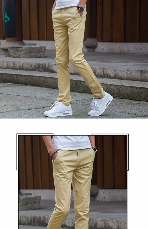 Quần nam chân quần ống rộng quần nam phiên bản Hàn Quốc của quần Slim cotton nam thẳng quần dài nam thanh niên kinh doanh - Quần mỏng