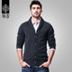 match Maji men's autumn knitted sweater men's long-sleeved cardigan V-neck black sweater jacket men's tide MZ12088