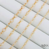 Покрытая 14-каратным золотом 8-значная цепочка, плоская О-образная витая О-образная свободная цепочка, ожерелье для рук, аксессуары, ювелирный материал