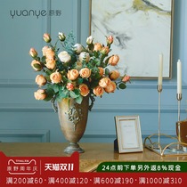 Retro style rose bouquet American simulation flower living room TV cabinet ornaments fake flower decoration table flower silk flower set