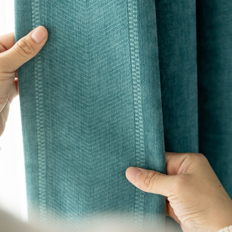 New high-grade Chenille light luxury atmosphere living room bedroom shading Nordic style simple modern curtain finished product customization