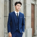 Мужской комплект, классический костюм для отдыха, пиджак классического кроя, в корейском стиле