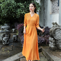 Chinese modified version of Hanfu dress Women summer 2021 new waist retro embroidery daily antique skirt women