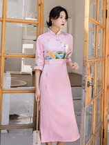 Chinese style cheongsam young 2021 spring new slim girl long temperament retro womens dress