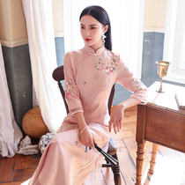Young modified cheongsam dress girl Chinese style spring and summer 2021 New slim temperament retro Womens Wear