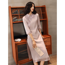 Improved cheongsam young girl long dress 2021 New Ao Dai Chinese style temperament elegant retro Womens Wear