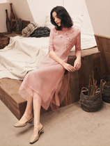 Girl modified cheongsam young new style Chinese style dress 2020 Summer new retro elegant long female