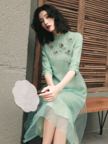 Cheongsam modified version dress 2021 spring and summer Women new Chinese style young girl retro National style long dress