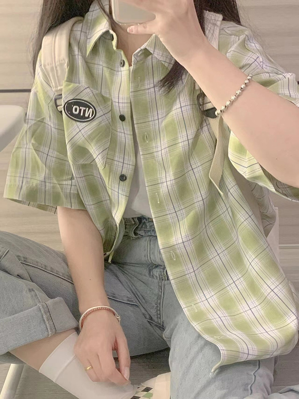 Junior High School Student Short-Sleeved Shirt for Women 2026 Summer New Style High School Student Loose Thin Style Girl Sun Protection Shirt Jacket