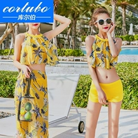 Bộ đồ bơi bikini của CORTUBO nữ ba mảnh gợi cảm phiên bản Hàn Quốc với khăn choàng mỏng và nhỏ thơm góc phẳng - Bikinis đồ bơi cho người béo bụng