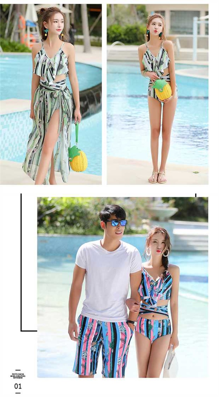 Cặp đôi áo tắm CORTUBO mới đồ bơi đôi chia ba mảnh eo cao khí chất mỏng đồ bơi nhỏ - Vài đồ bơi 	đồ đôi đi biển cho mẹ và bé	